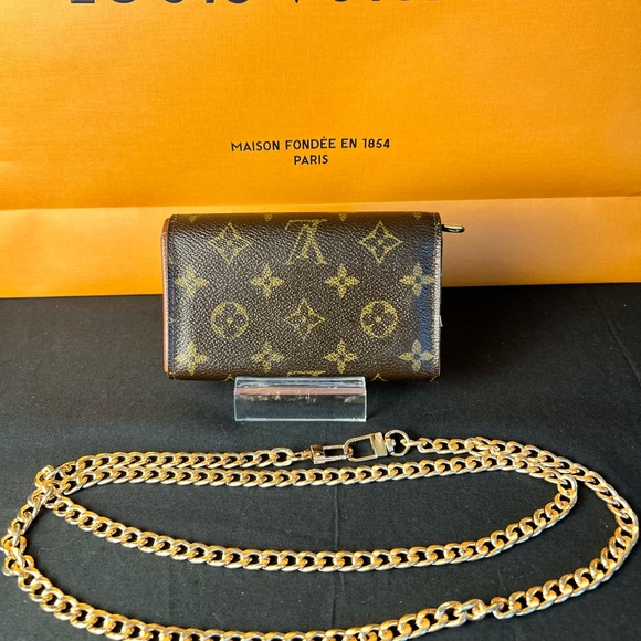 Louis Vuitton Monogram Porte Monnaie Billets Tresor Wallet W/Unbranded Chain A56 - Picture 3 of 17